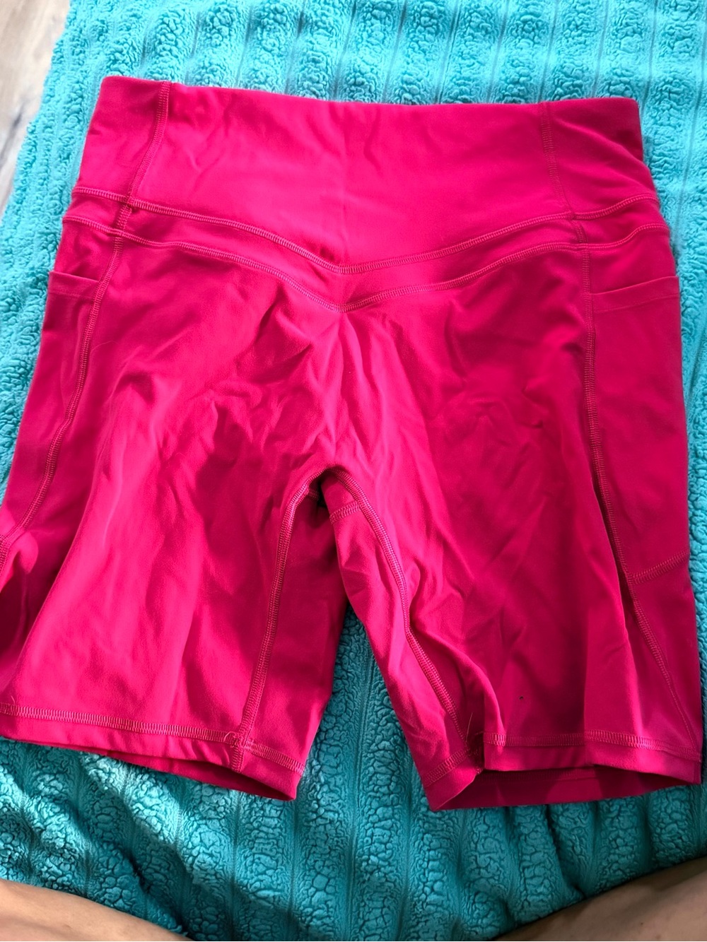 Women's High-Rise Bike Shorts in Bright Fuchsia Pink